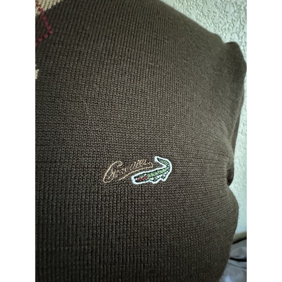 Vtg Crocodile Women’s Argyle Sweater Vest Brown Mock Neck Knit Pullover Preppy - Picture 3 of 9